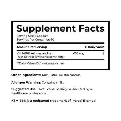 Ashwagandha, 650 mg 60 capsules